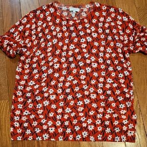 Escada Sporr Red Floral Print Blouse- Small